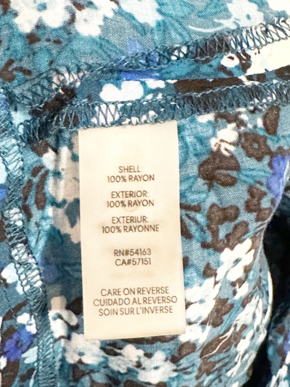 Calvin Klein Blue Floral Faux Wrap Midi Dress Long Sleeve Size 4 - Picture 6 of 7